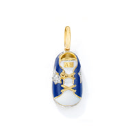 18K Yellow Gold Cobalt Blue/White Sneaker with Diamond Star & Sole - Pre Order
