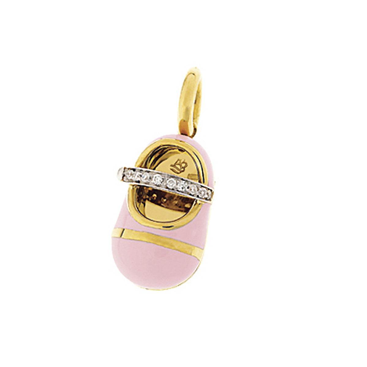18K Pink Baby Shoe Charm & Diamond Strap