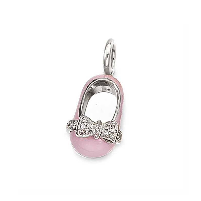 18K White Gold & Pink Diamond Bow Shoe Charm - Pre Order