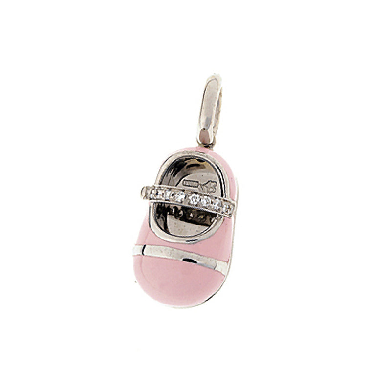 18K Pink Baby Shoe Charm & Diamond Strap - Pre Order