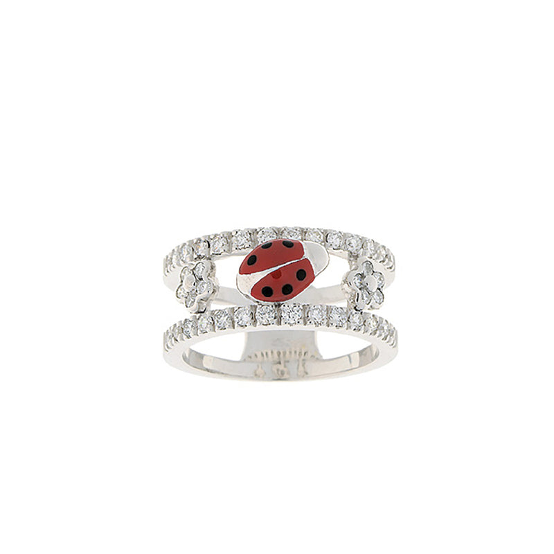 Ladybug & Diamond Double Decker Ring