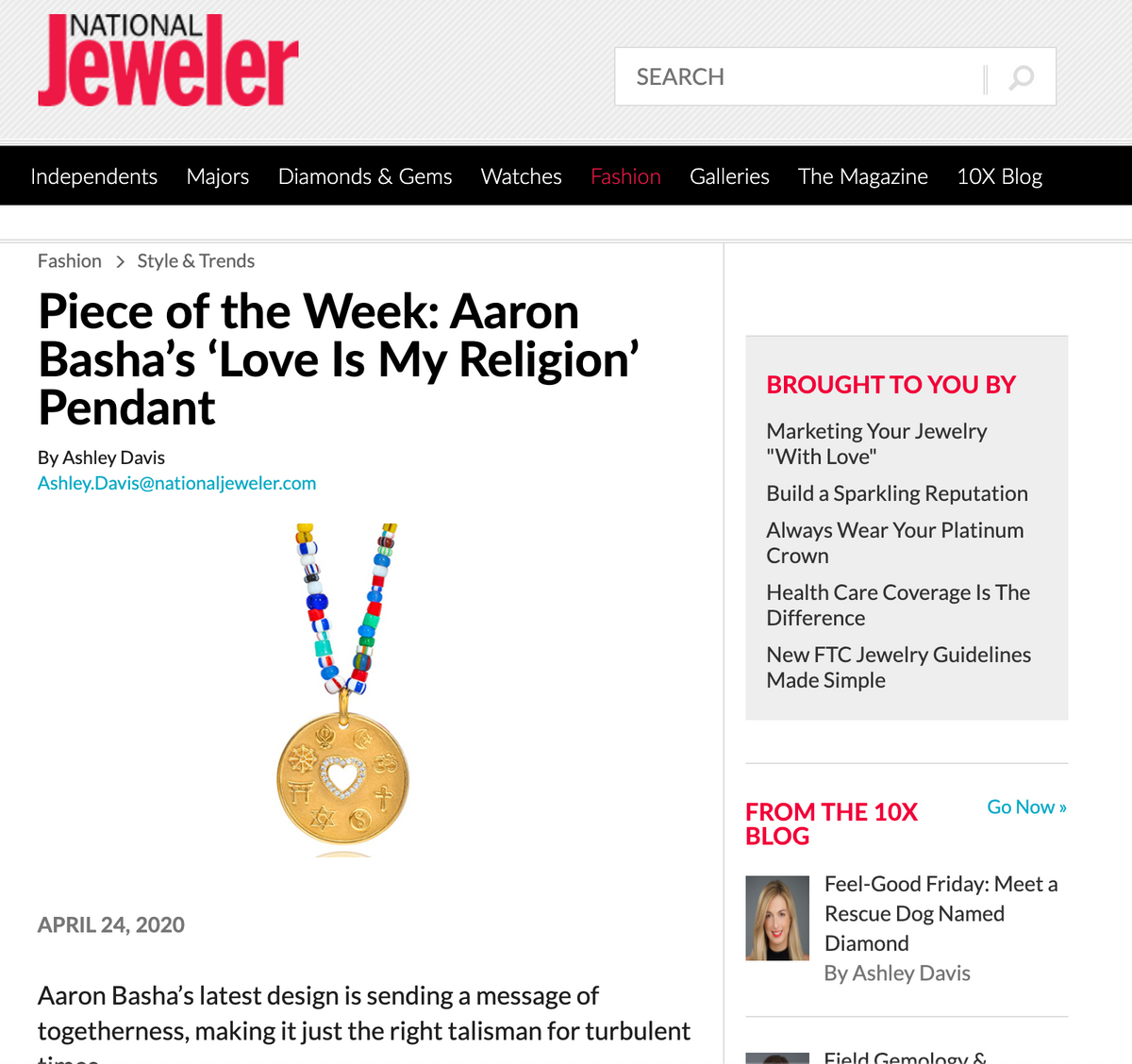 Piece of the Week: Aaron Basha’s ‘Love Is My Religion’ Pendant