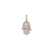 Baguette Diamond Rose Gold Small Hamsa