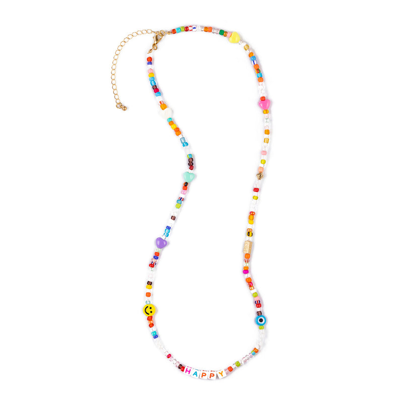 Colorful Beaded Happy Necklace