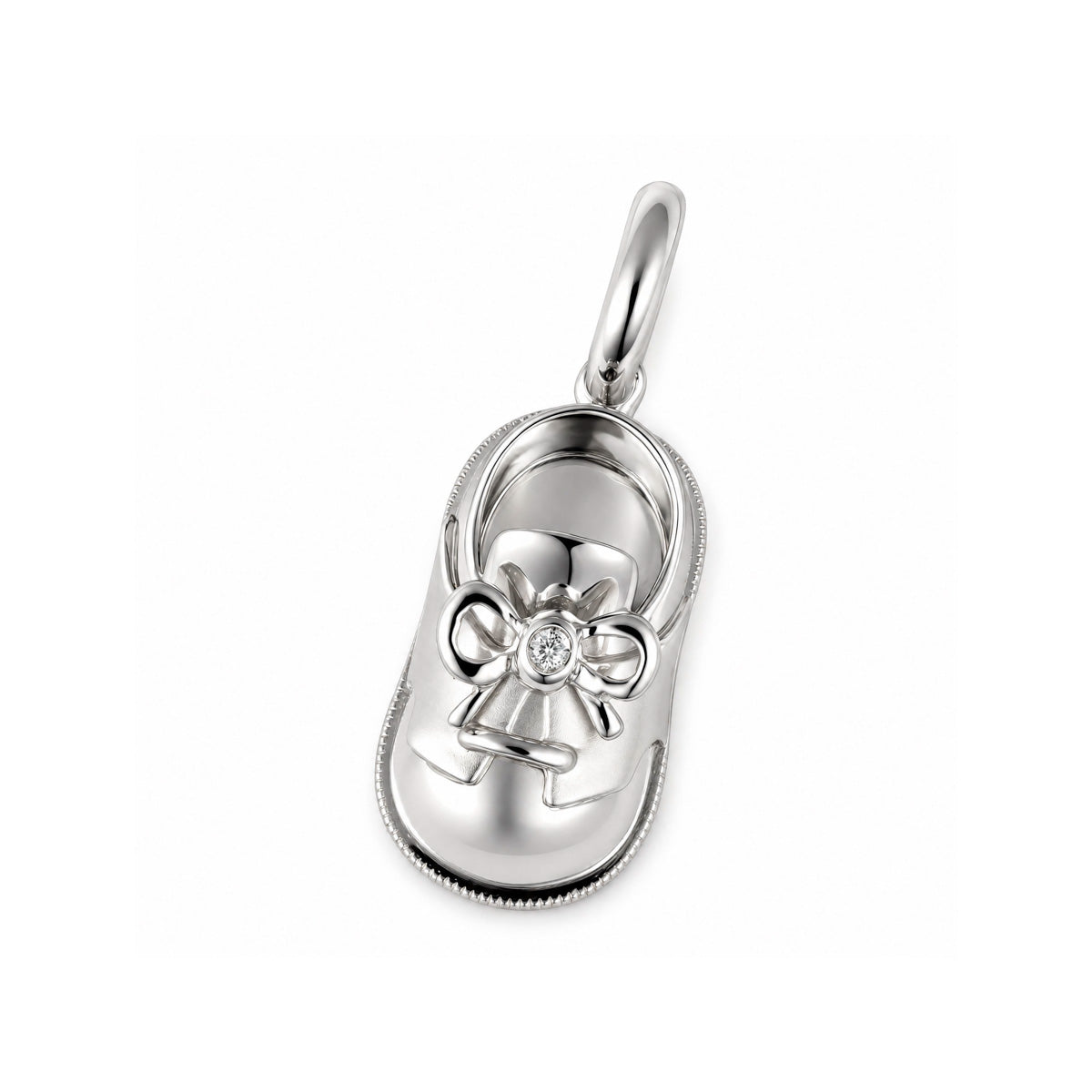 18K All White Gold Saddle Shoe