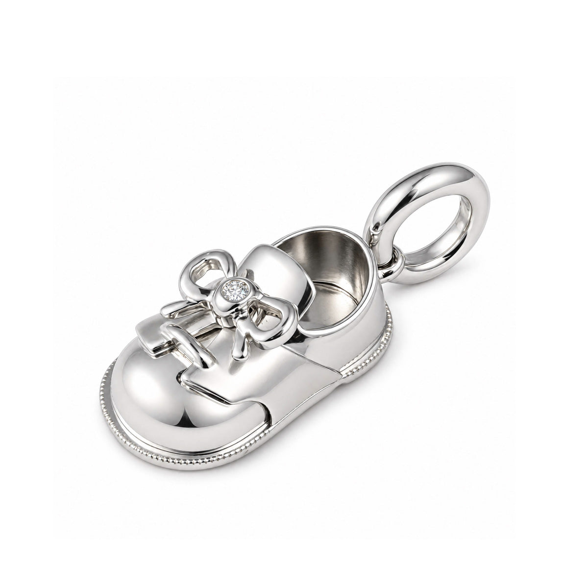 18K All White Gold Saddle Shoe Side View