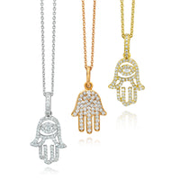 18K Hamsa Charms on Simple 18K Chain