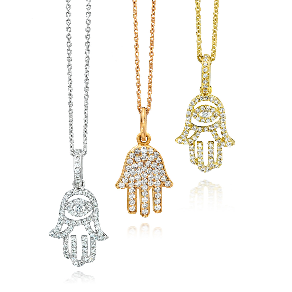 18K Hamsa Charms on Simple 18K Chain
