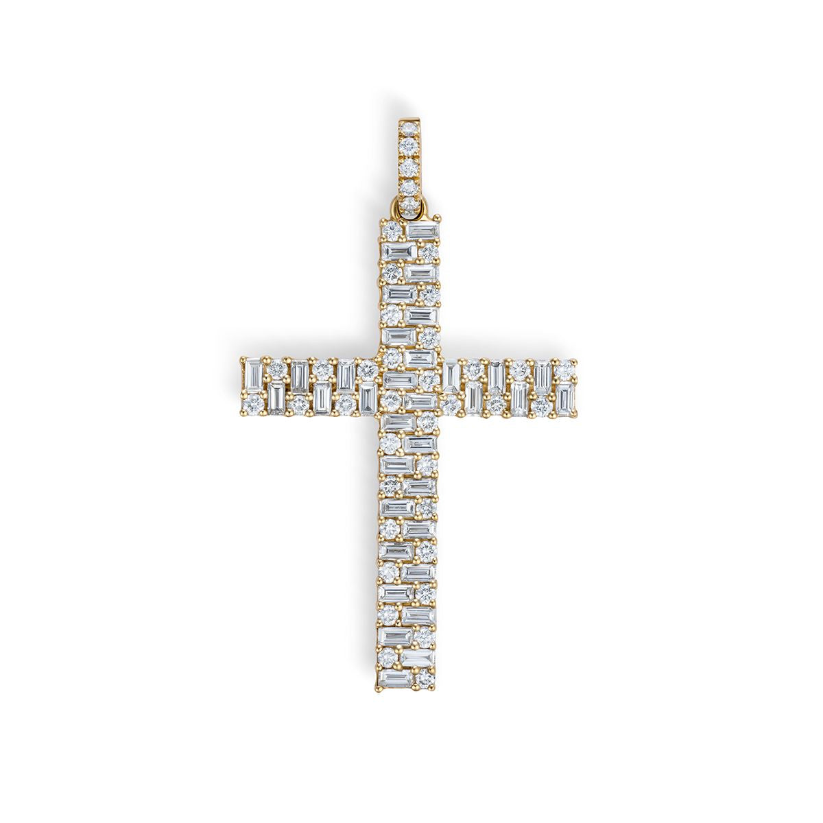 18K Large Baguette Diamond Cross
