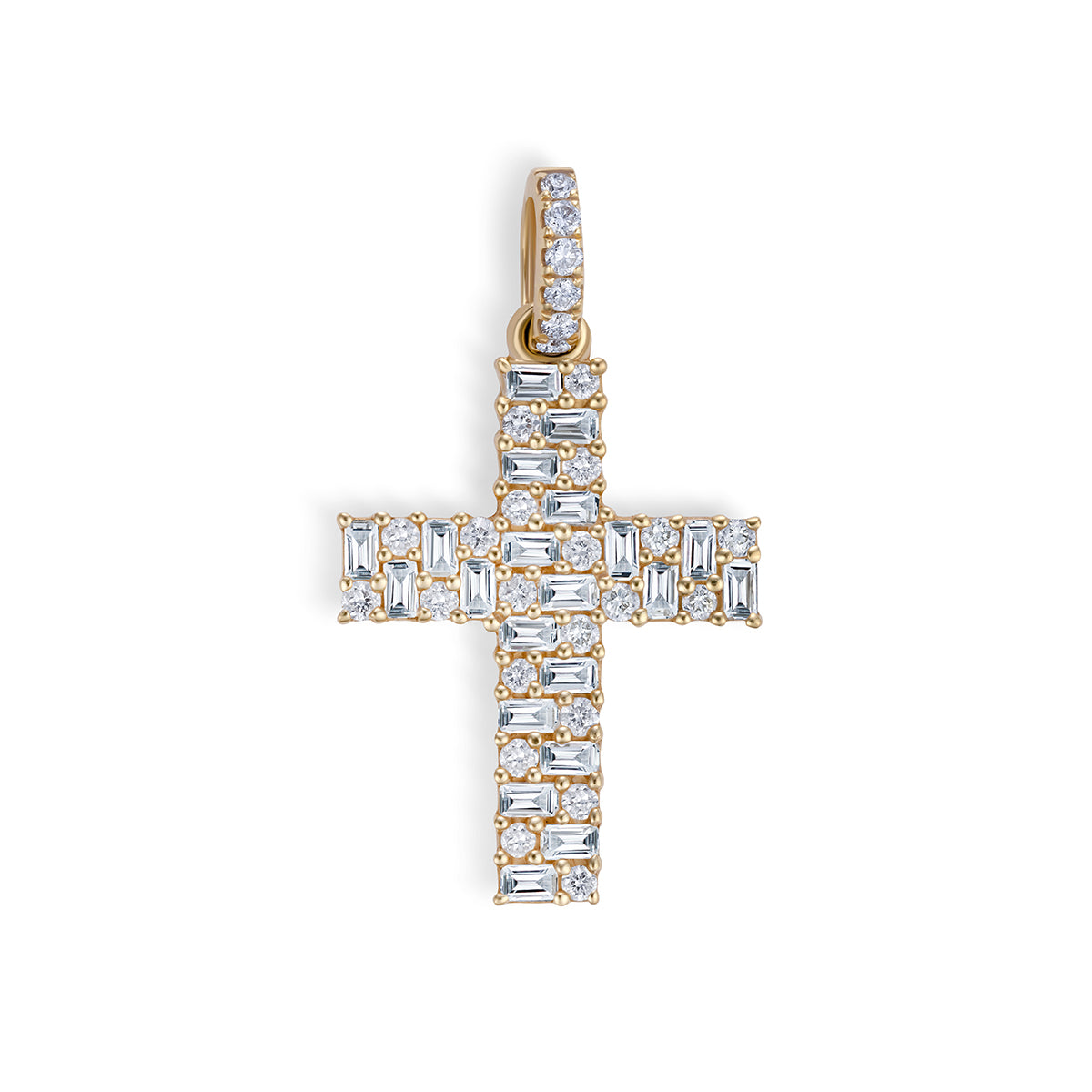 18K Small Baguette Diamond Cross
