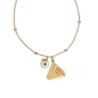 18K Simple Series 1 Triangle perfectly paired with our 18K Charm and Diamond Chain.  