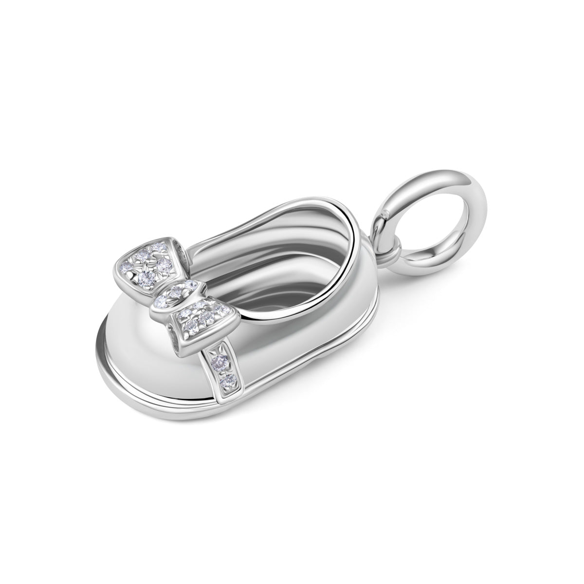 18K White Gold Diamond Bow Shoe Angle