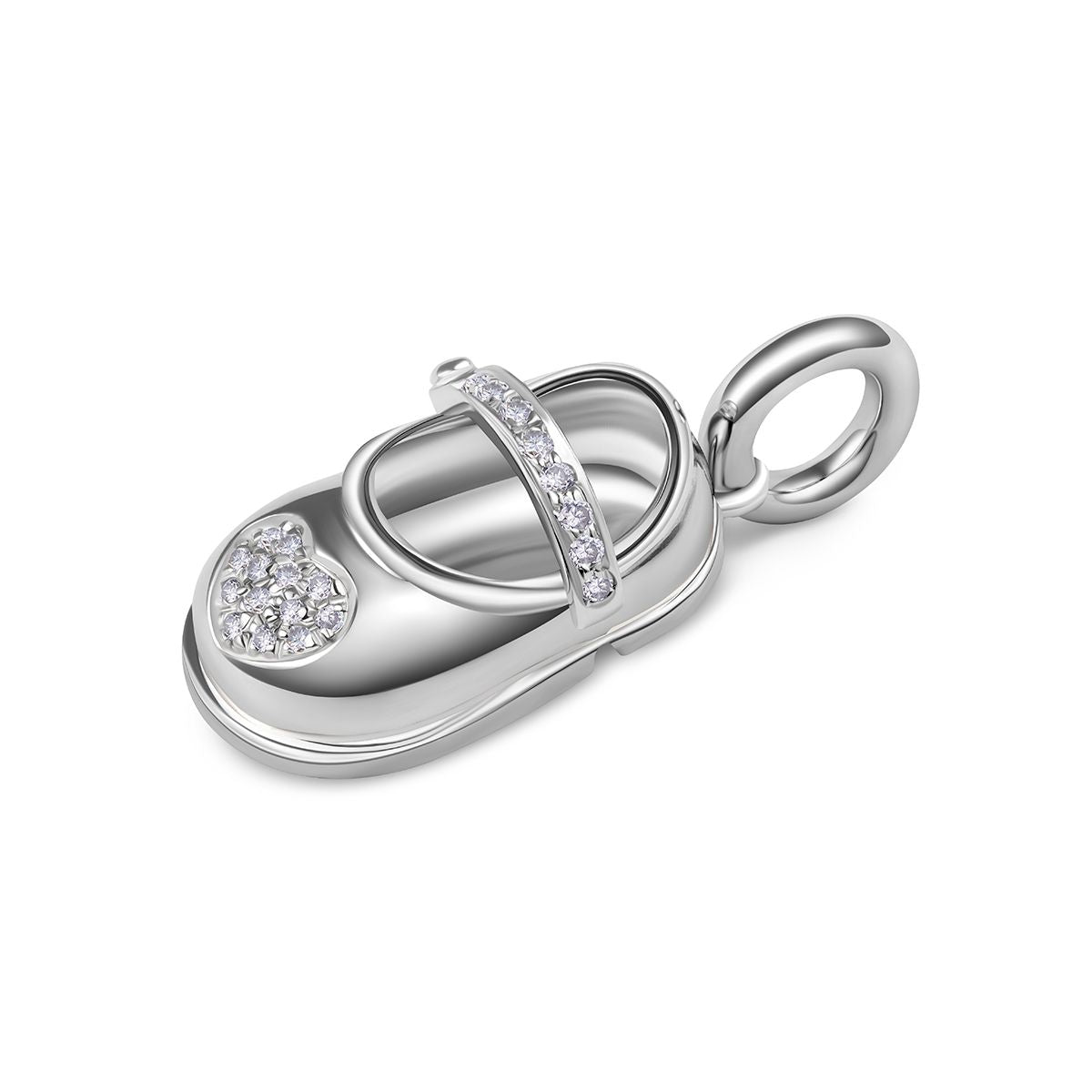 18K White Gold Mary Jane Diamond Strap & Heart Toe