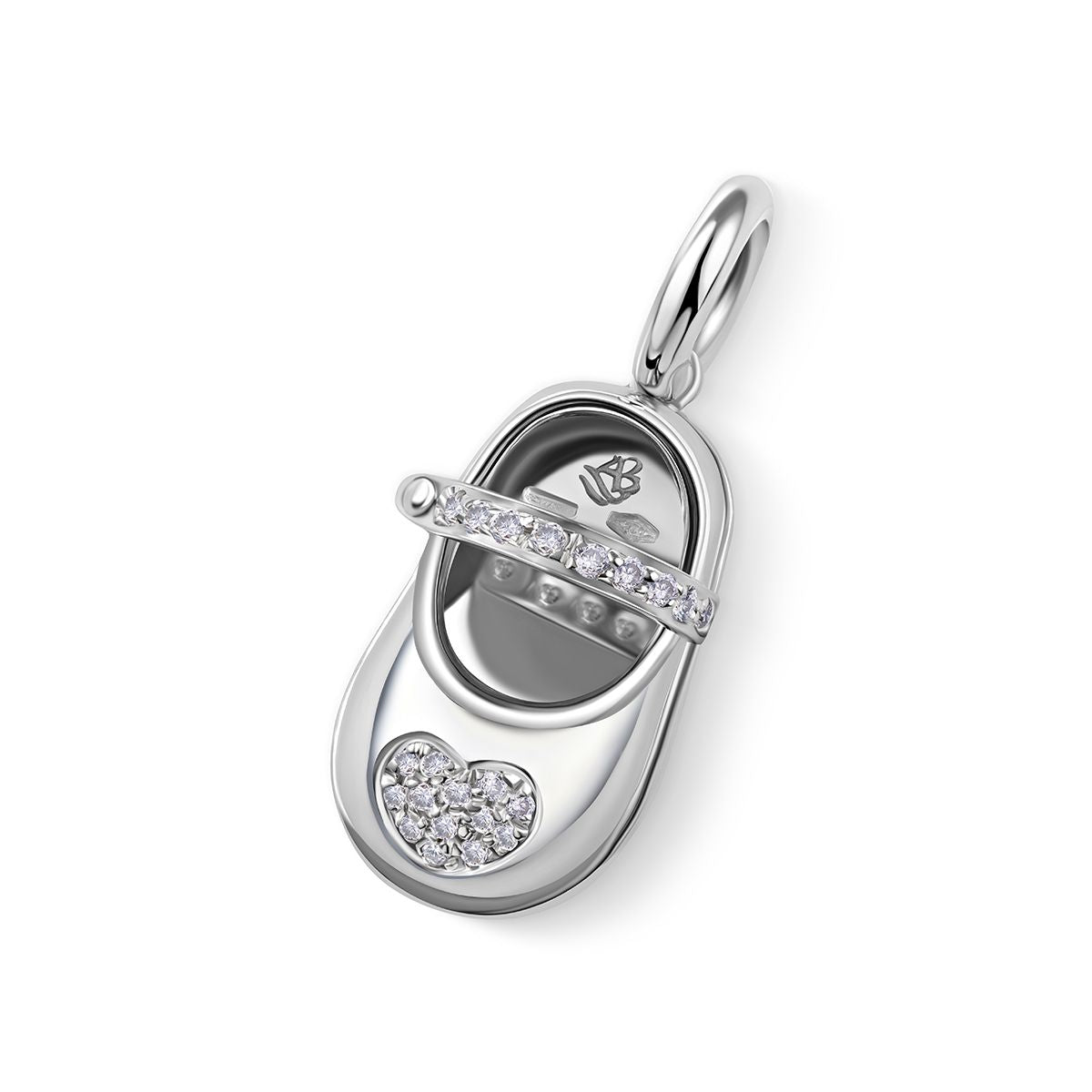 18K White Gold Mary Jane Diamond Strap & Heart Toe