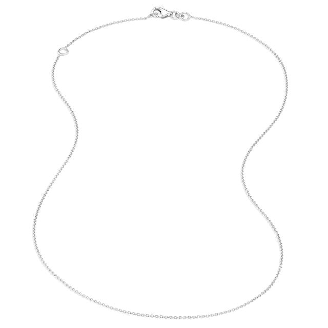 18K White Gold Simple Necklace 18" with ring at 16"