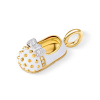 18K YG Ballet Stud Shoe White Enamel Side View