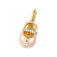 18K YG Pink/White Checker Shoe with Sparkling Diamond Strap