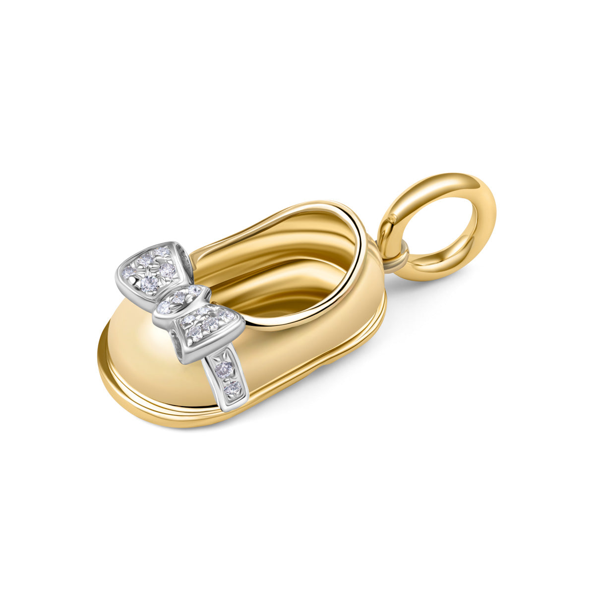 18K Yellow Gold Diamond Bow Shoe Side VIew