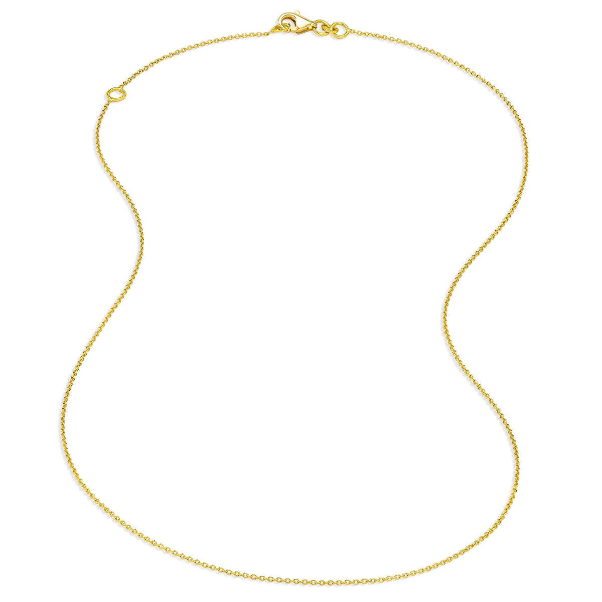 18K Yellow Gold Simple Necklace 18" with ring at 16"
