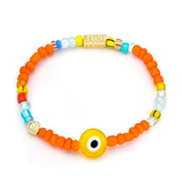 Women's Yellow & Orange Beaded Stretch Bracelet