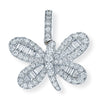 18K Baguette Diamond Butterfly White Gold Charm