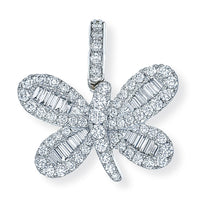 18K Baguette Diamond Butterfly White Gold Charm