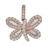 18K Baguette Diamond Butterfly Rose Gold Charm