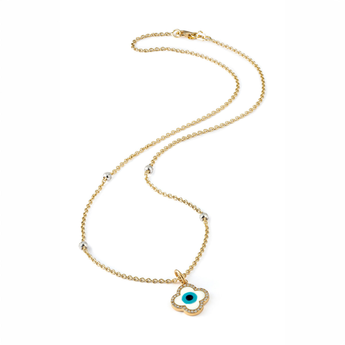 18K Yellow Gold 4 Rondelle Necklace