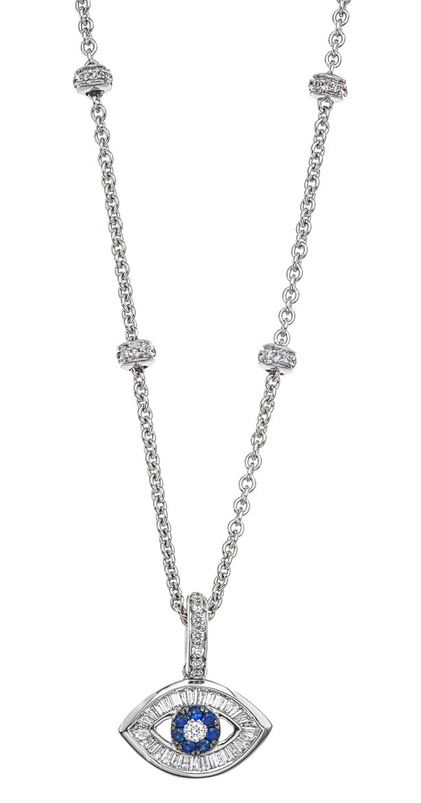 18K White Gold 4 Rondelle Necklace