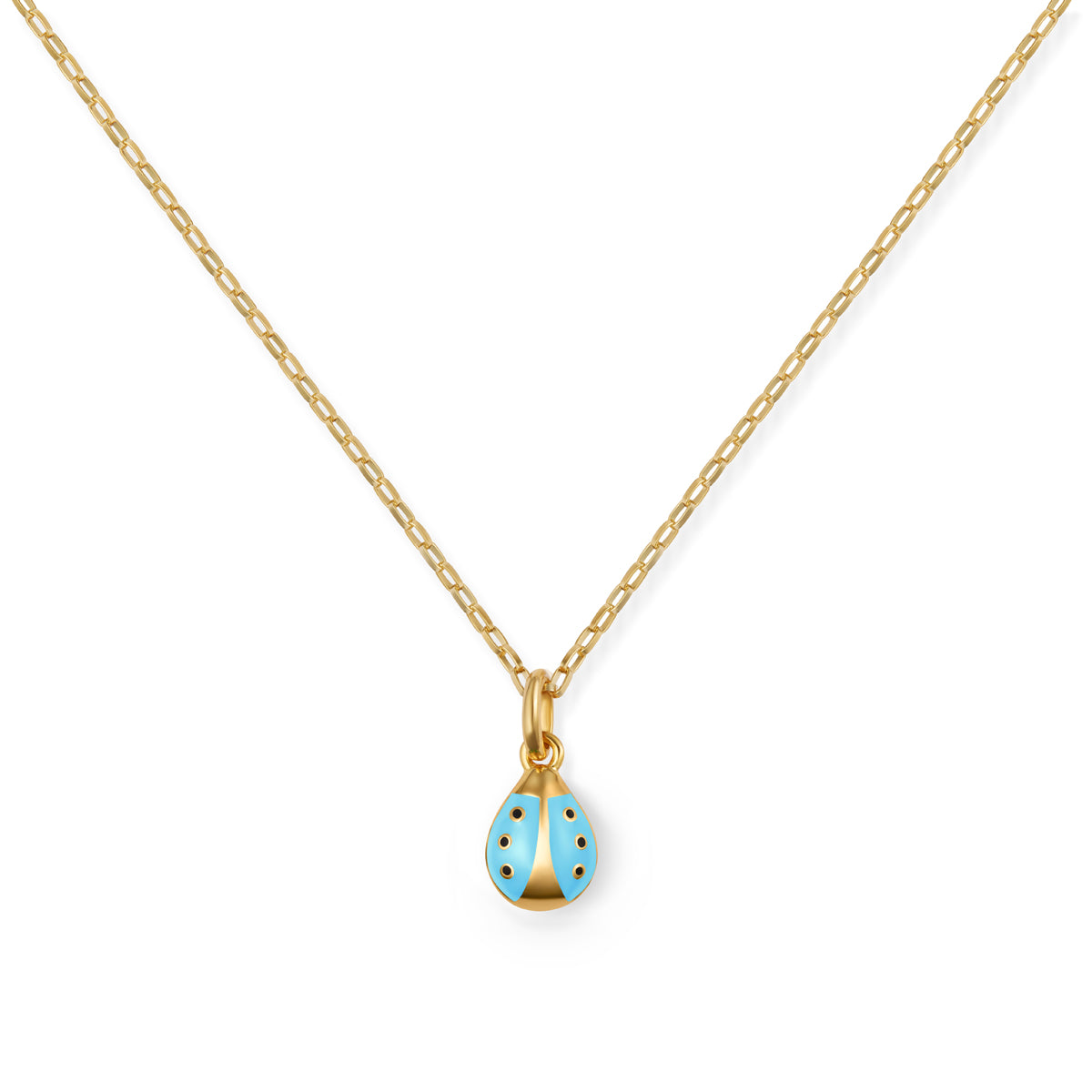 Ladybug Girls Charm Light Blue Enamel on Link Chain