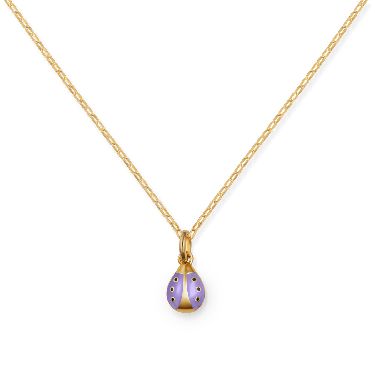 Ladybug Girls Charm Purple Enamel on Link Chain
