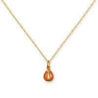 Ladybug Girls Charm Vermeil Orange Enamel on Link Chain