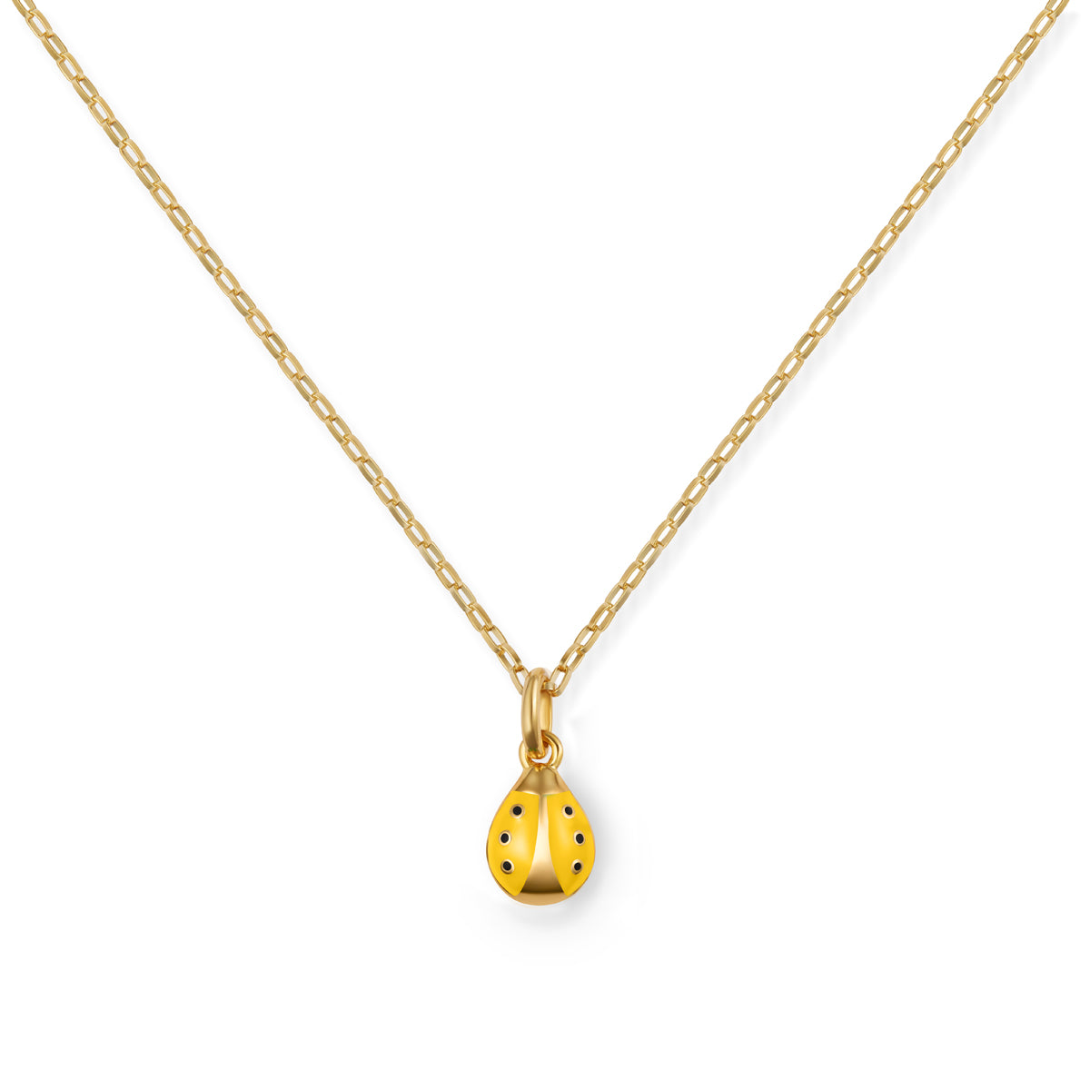 Ladybug Girls Charm Vermeil Yellow in Link Chain