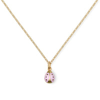 Ladybug Girls Vermeil Charm Pink Enamel on Link Chain