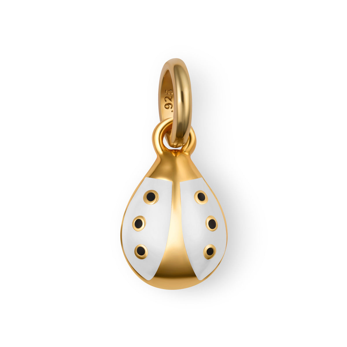 Ladybug Girls Vermeil Charm in White Enamel