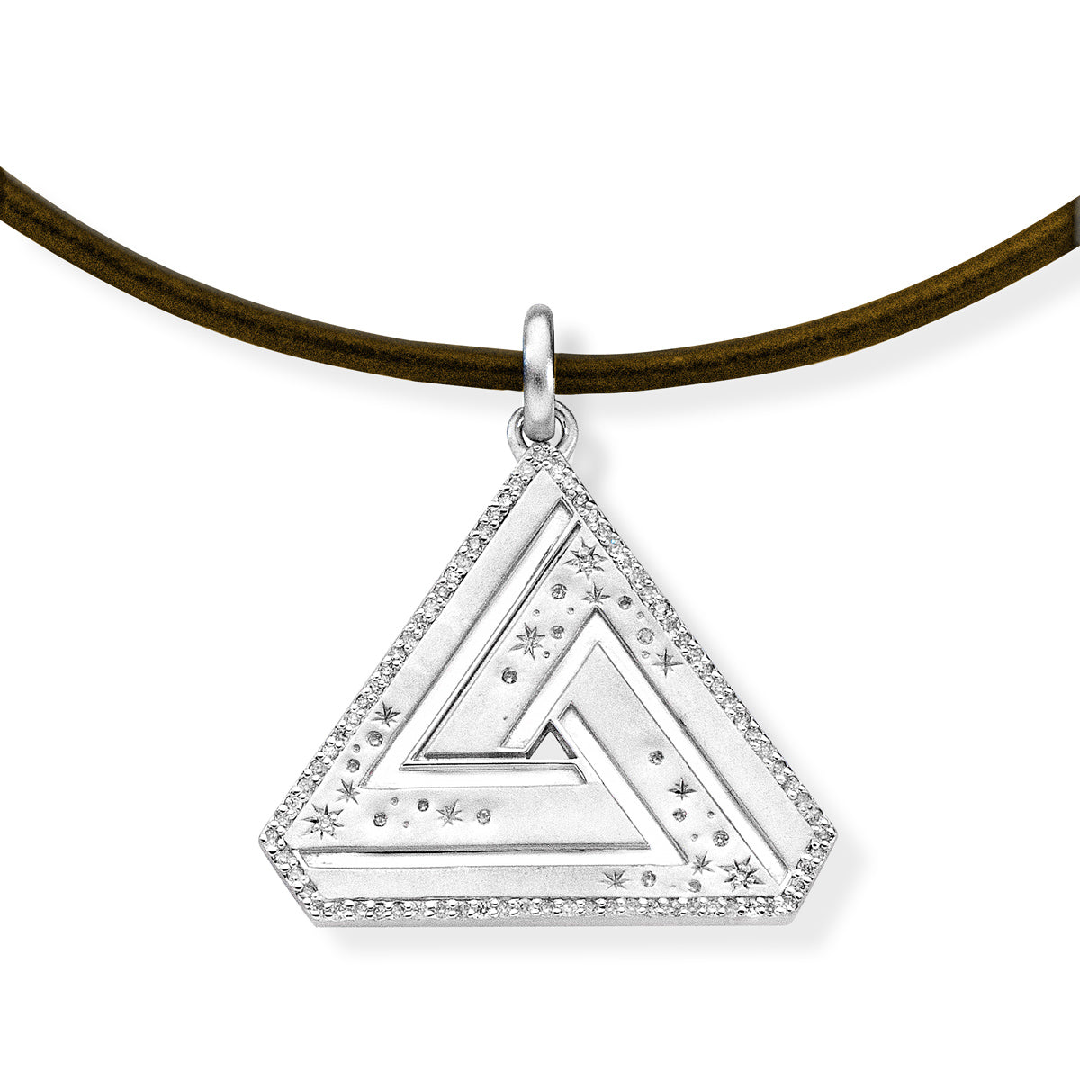Large Abracadabra Silver Series 5 on Leather Necklace.