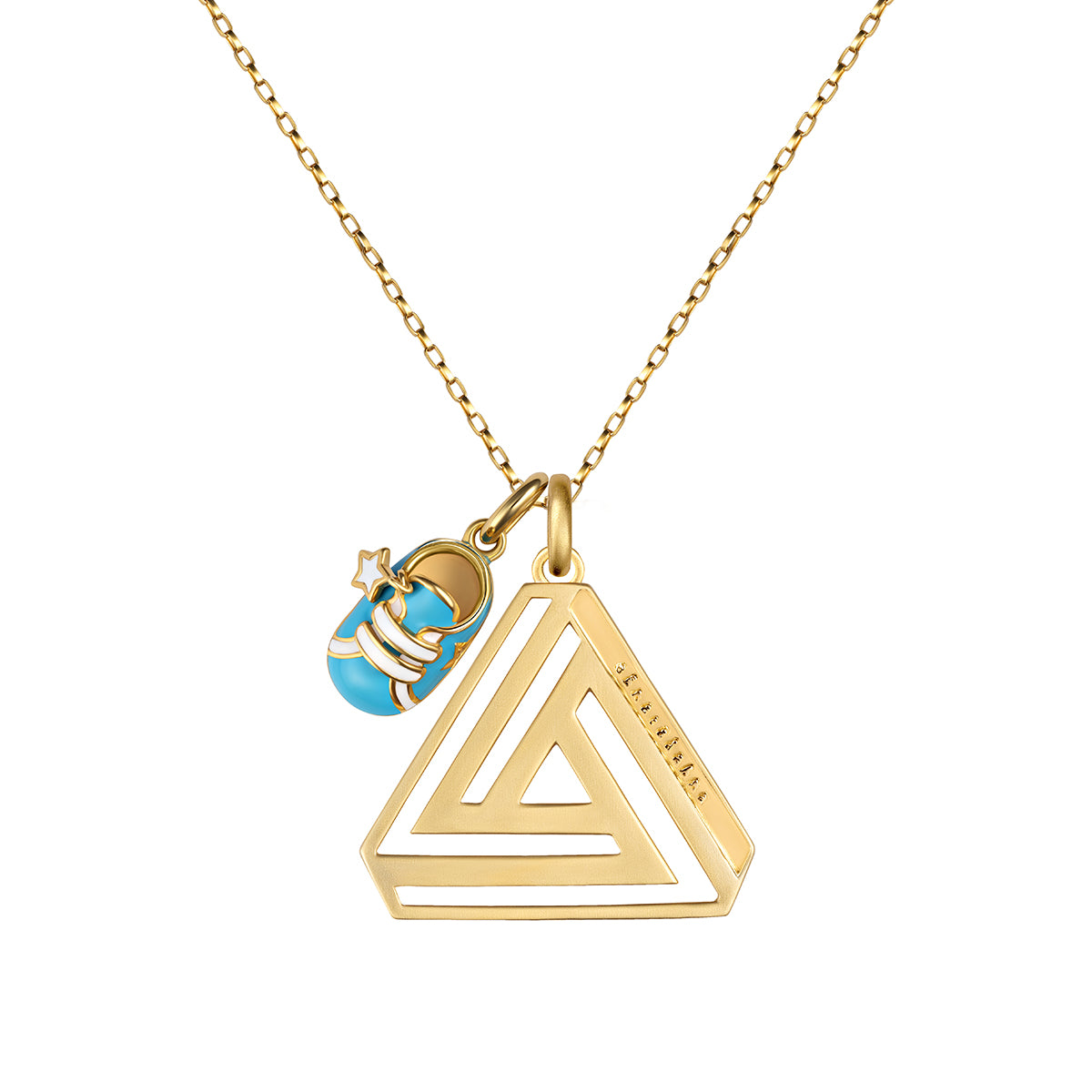 Large Abracadabra  Simple Series 4 on Vermeil Link Chain with Mini Vermeil Sneaker