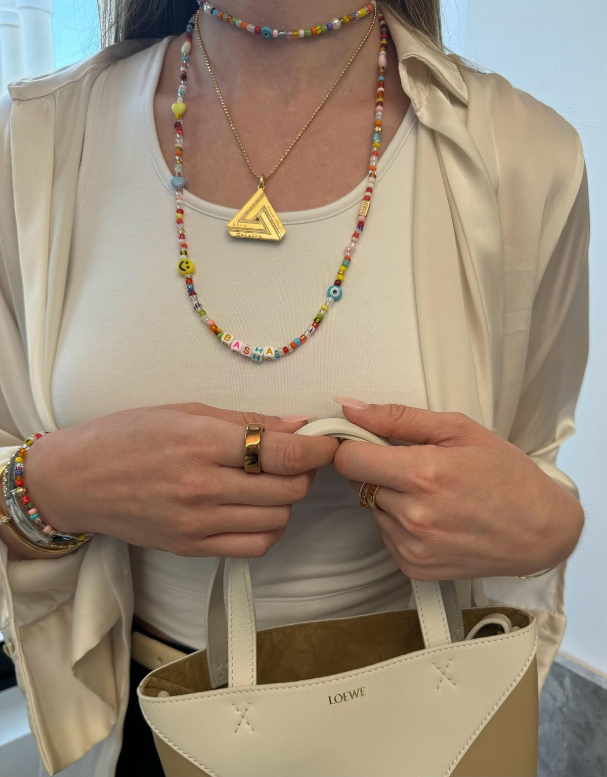 Large Abracadabra on Long Beaded Necklace 