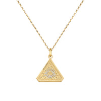 Small Abracadabra Starburst Triangle Series 7 paired beautifully on Vermeil Link Chain.