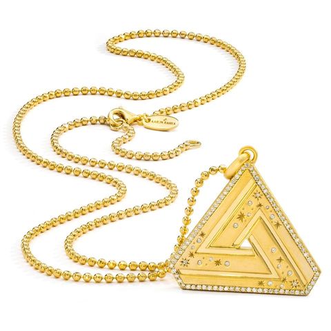 Small Abracadabra Triangle Series 5 paired stunningly with our Faceted Ball Chain.