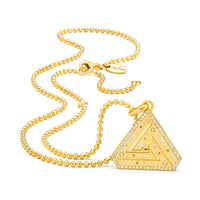 Small Abracadabra Triangle Series 5 on Vermeil Faceted Ball Chain