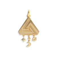 Small Abracadabra Triangle Series 6 with diamonds and hanging celestial elements. 