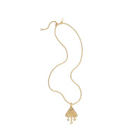 Small Abracadabra Triangle Series 6 stunningly paired on Vermeil Faceted Chain.