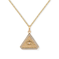 Small Abracadabra Triangle Series 8 with Eye Accent on Vermeil Link Chain.
