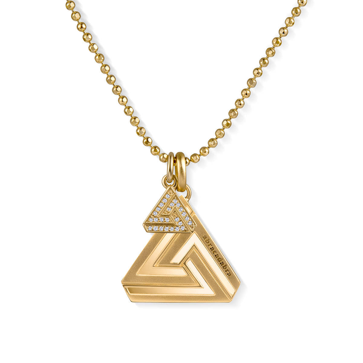 Small Abracadabra Triangle Simple Series 1 with Mini Melissa perfectly paired on Vermeil Faceted Chain