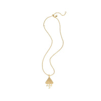 Small Abracadabra Triangle Simple Series 6 with celestial hanging motifs paired perfectly on Vermeil Faceted Chain.