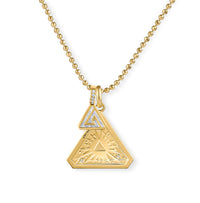 Small Abracadabra Triangle Simple Series 7 with 18K Mini Melissa Charm stunning worn together on vermeil faceted chain.