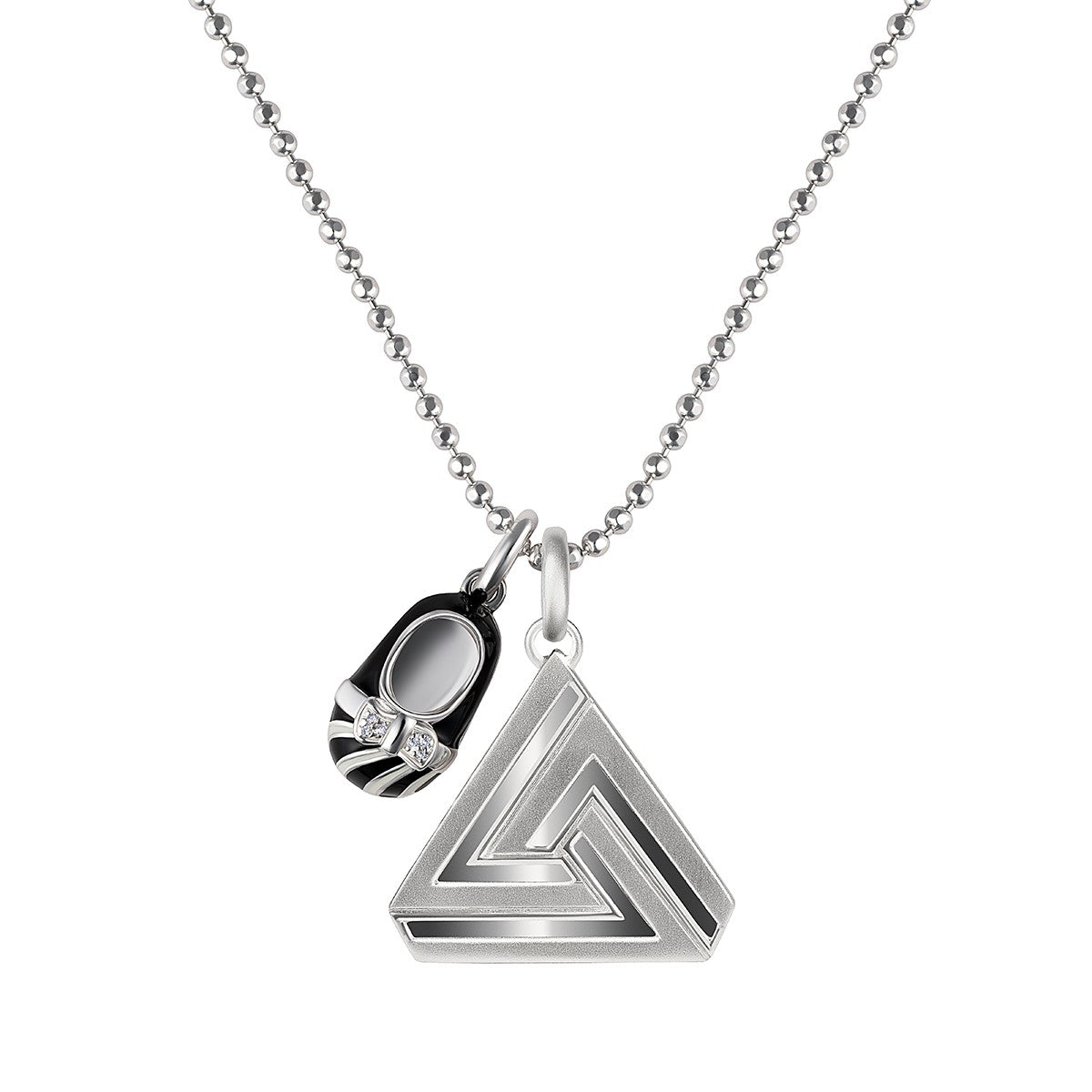 Small Silver Abracadabra Simple Series 1 with Zebra Bow Shoe on Silver Chain