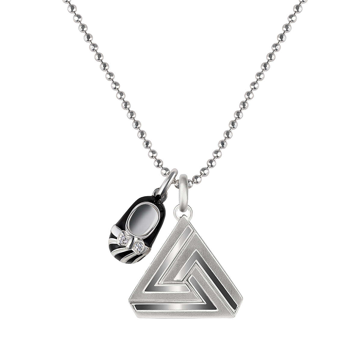 Small Simple Series 1 Silver Abracadabra with Mini Zebra Toe Shoe on Silver Chain