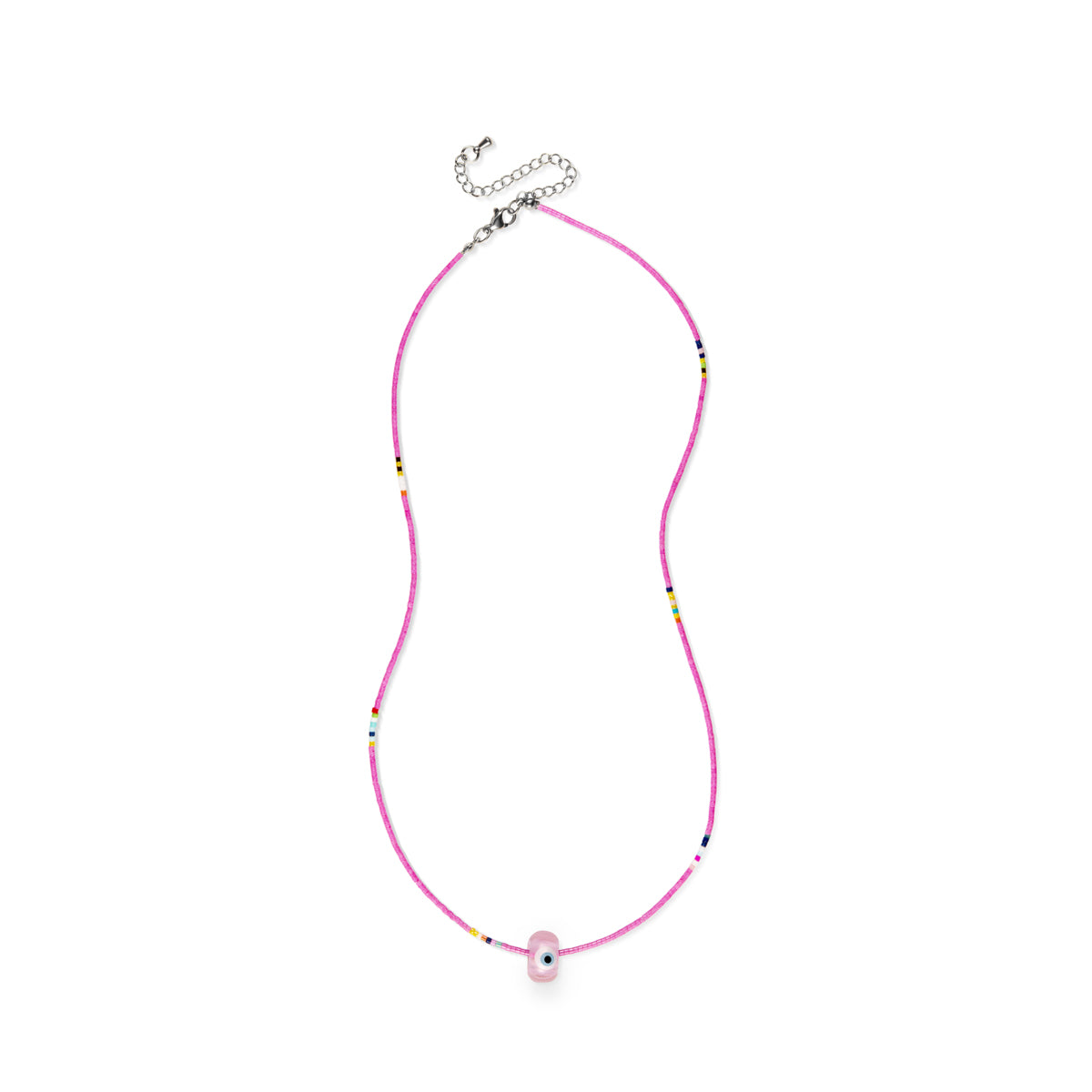 Sophie Beaded Eye Necklace in Silver
